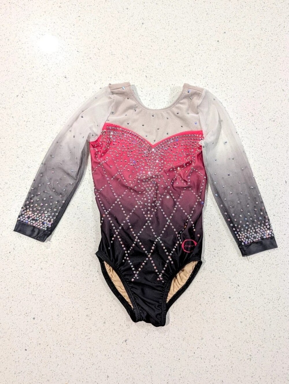 COMPETITION TEAM Ozone Gymnastics Dance Leotard Medium Ombre Pink SWAROVSKI $399